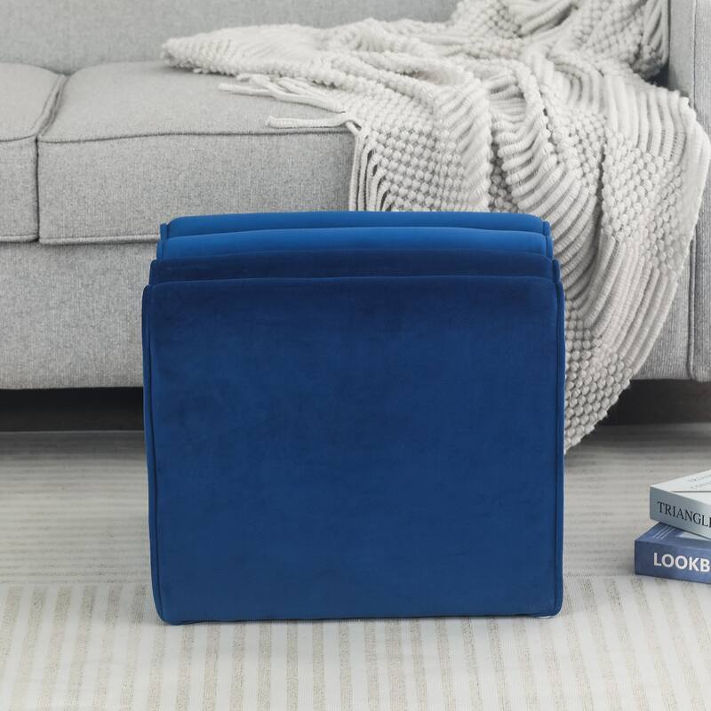 Adeco Footrest Ottoman Bench Velvet Pleated Design Foot Stool