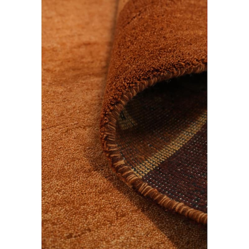 Hand Knotted Oriental 100% Wool Carpet Modern Solid Oranges & Rust Gabbeh Area Rug - 6' 3'' X 6' 3''