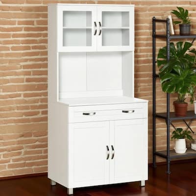 67" Modern Pantry, Wood Kitchen Storage Cabinets with Adjustable Shelves & Drawer, Tall Freestanding Cupboard for Dining Room