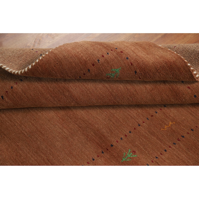 Hand Knotted Oriental 100% Wool Carpet Tribal Animal Pictorial Brown Gabbeh Area Rug - 5' 10'' X 4' 0''