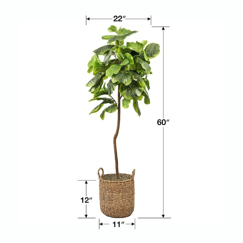 5-foot Artificial Fig Tree in Handled Basket