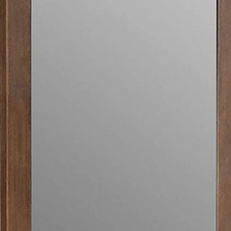 Roma Dresser Mirror, 39 Inch Rectangular Frame, Walnut Brown Solid Wood - Walnut Brown