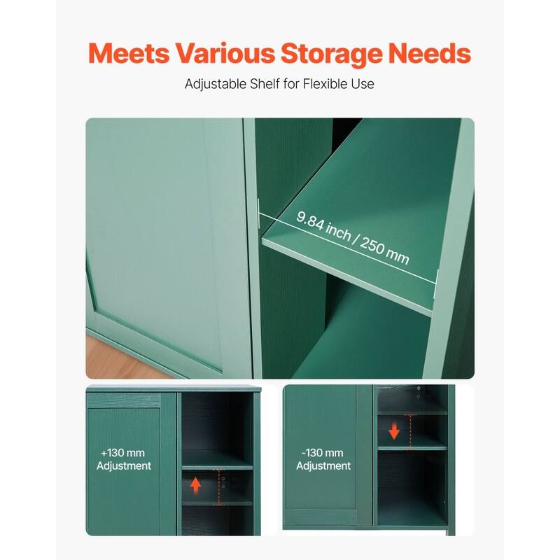 Dark Green P2 Particle Board Cat Litter Cabinet with Drawer and Power - 41.34 × 26.77 × 34.84 inch