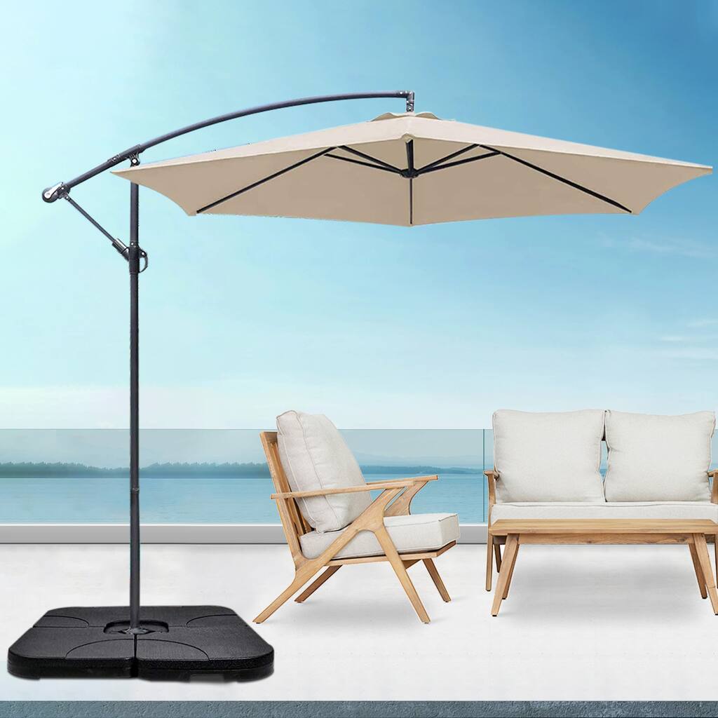 11' umbrella patio GRAND PATIO Napoli 11 FT Cantilever Offset Umbrella with 360 Rotation
