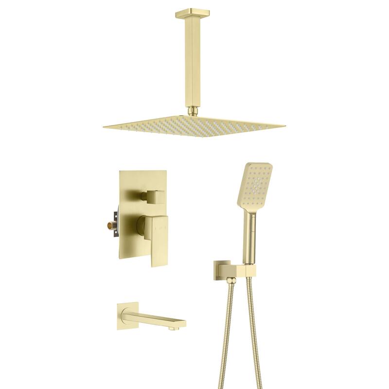 Pressure Balanced Ceiling Mounted 3-Function Shower System with Rough In Valve