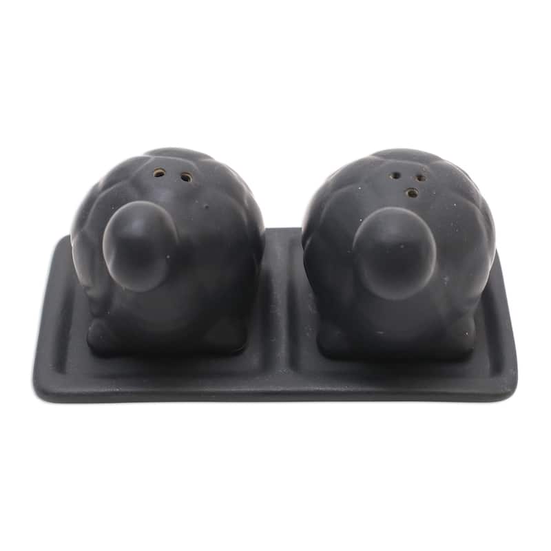 Novica Handmade Tortoise Friends In Black Ceramic Salt And Pepper Set