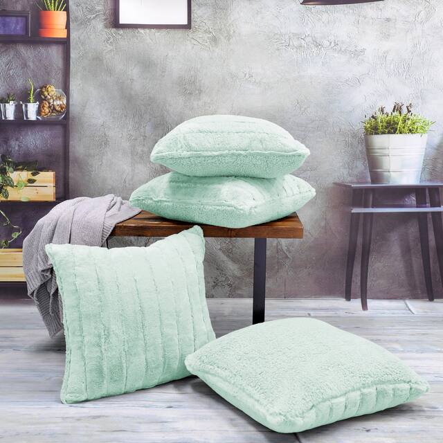 Serenta SuperMink Solid Color Throw Pillow Shell Cushion Cover Set - 20" x 20" - Bleached Aqua - Set of 3 or More
