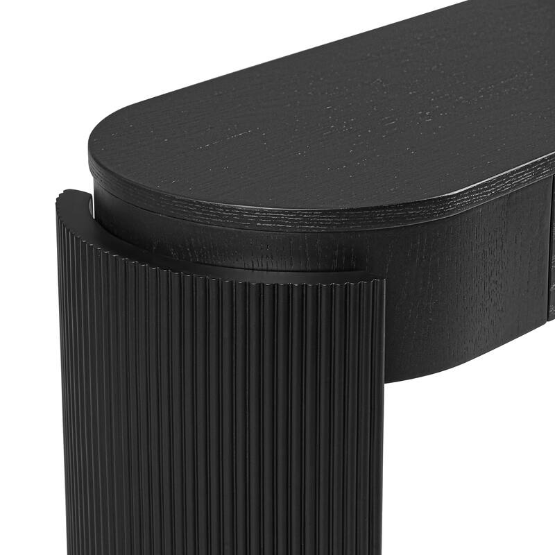 Rustic Entryway Table Console Table with Drawers, Sofa Side Table Black Hallway Table for Living Room