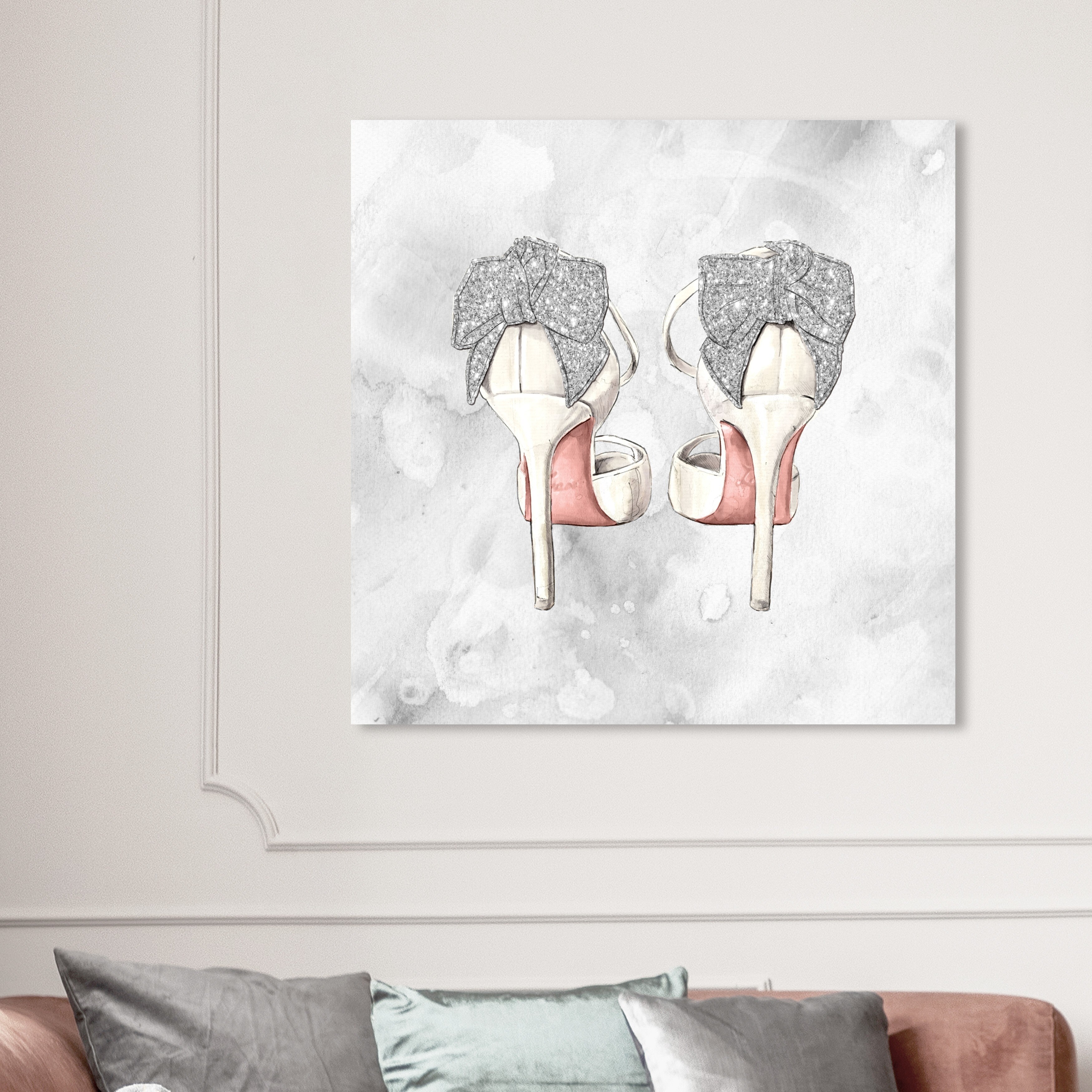 Oliver Gal 'Classic Pink Shoes Stitched Art' Fashion and Glam Wall