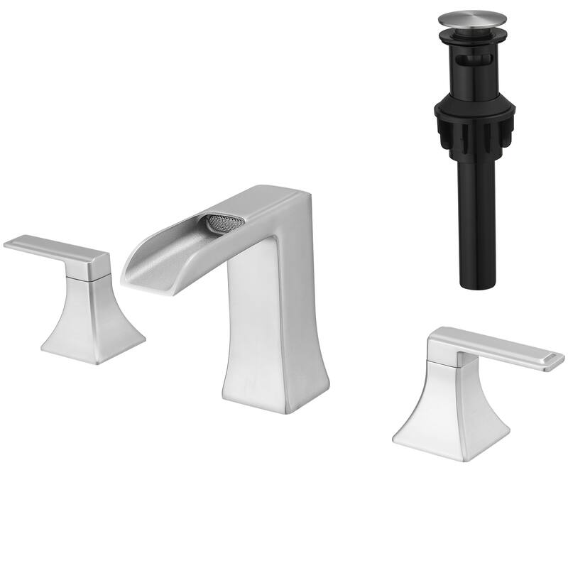 Bathroom Faucets for Sink 3 Hole with Pop Up Drain Double Lever Handle
