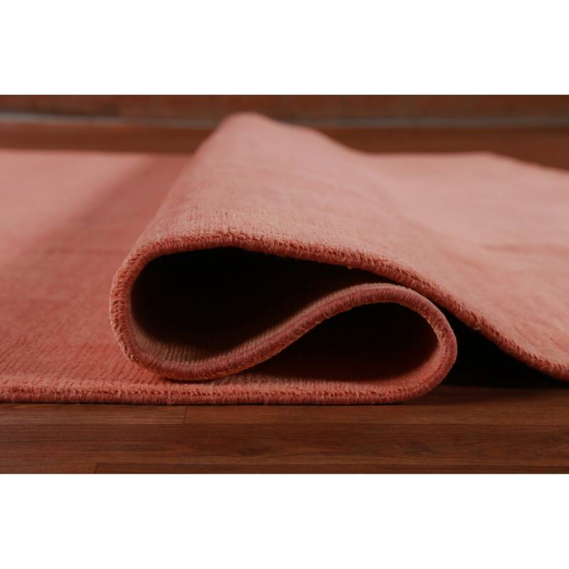 Hand Knotted Oriental 100% Wool Carpet Modern Solid Pink Gabbeh Area Rug - 11' 10'' X 8' 11''