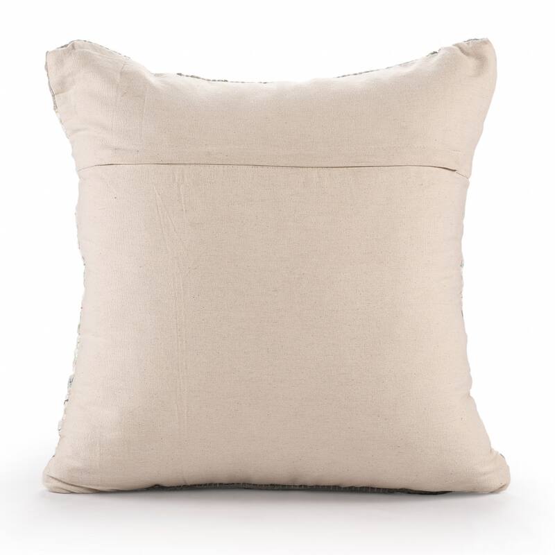 HomeRoots 20" X 20" Green And Off-White 100% Cotton Abstract Zippered Pillow