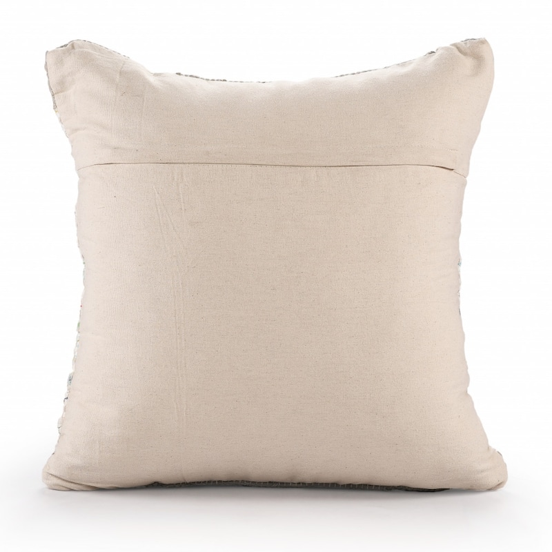 HomeRoots 20" X 20" Blue and Off White Abstract Cotton Pillow