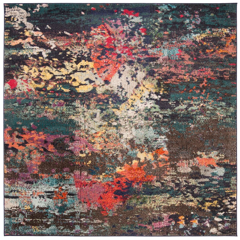 SAFAVIEH Monaco Hilel Boho Rug - 6'7" Square - Brown/Teal