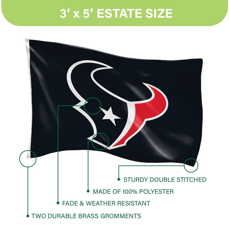 Houston Texans Single Sided Flag w/ 2 Grommets, 3'x5'