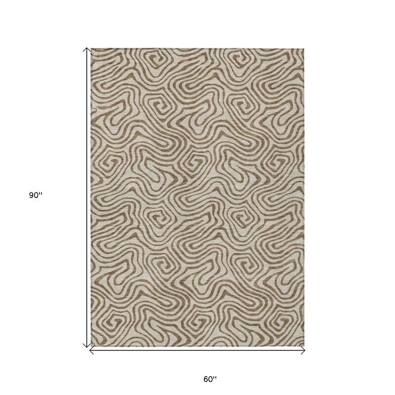 HomeRoots Abstract Transitional Rectangle Outdoor Rug