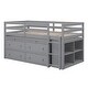 preview thumbnail 23 of 144, Twin/Full Size Low Loft Bed with Retractable Writing Desk and 4 Drawers, Wooden Loft Bedframe w/ Lateral Portable Desk & Shelves