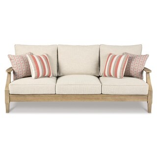 Clare View Beige Cushion/ Eucalyptus Wood Outdoor Sofa