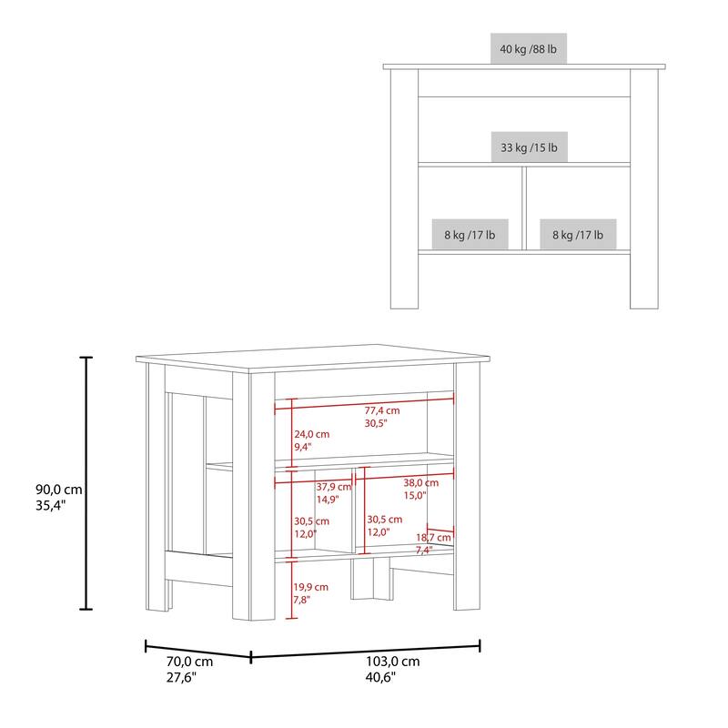 FM Furniture Brooklyn Kitchen Island with Open Storage