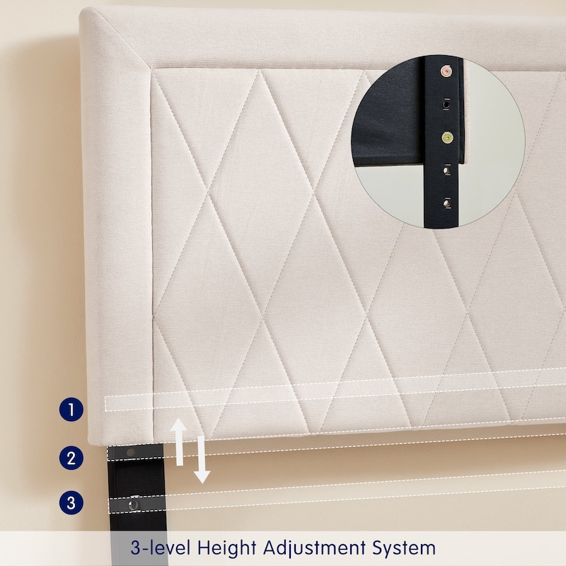 Subrtex Modern Upholstered Bed Frame,Solid wood Platform,No Box Spring Needed