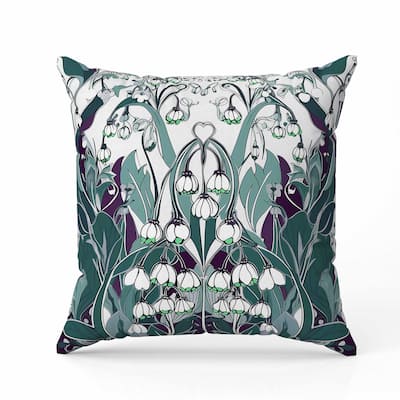 Lily of the Valley Faux Suede Reversible Throw Pillow White and Green