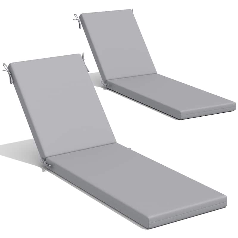 Outdoor Patio Chaise Lounge Cushion with Sunbrella - 2PC-71.8'' - LightGrey