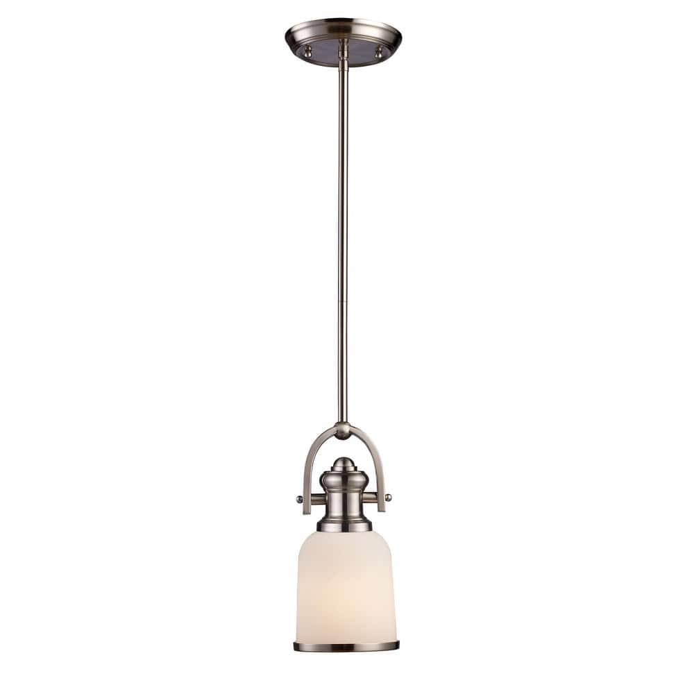 Elk Home Brooksdale Satin Nickel With White Glass 1 Light Pendant