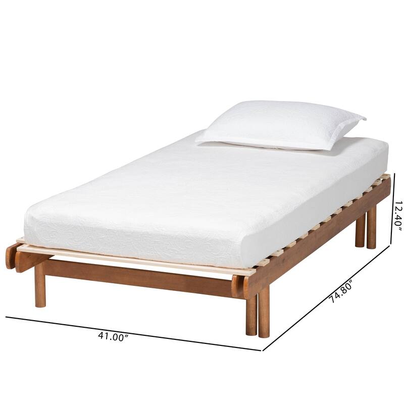 Bolivia Mid-Century Modern Walnut Brown Wood Expandable Twin to King Bed Frame