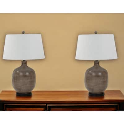 HomeRoots Set of Two 28" Black Table Lamp With White Empire Shade - 17