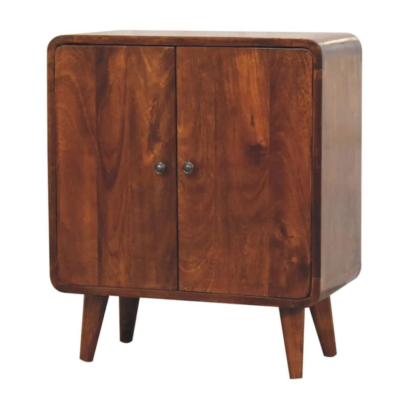 HomeRoots 26" Brown Solid Wood Accent Cabinet With Two Doors