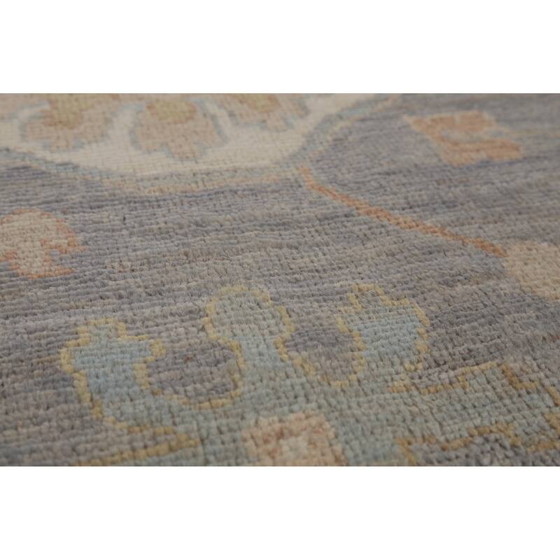 Hand Knotted Oriental 100% Wool Carpet Transitional All-Over Navy Blue & Blues Oushak Area Rug - 11' 11'' X 9' 0''