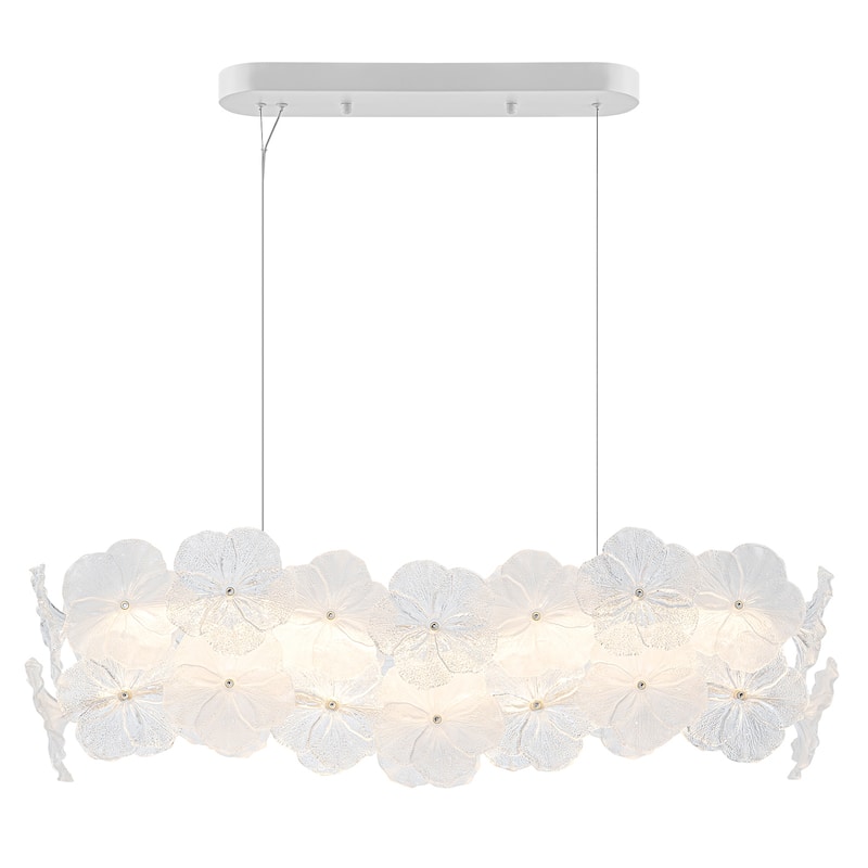 Linear LED Chandelier with Clear & Frosted Glass Petals Dimmable