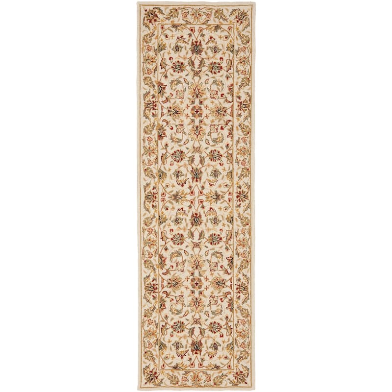 SAFAVIEH Handmade Chelsea Kolja French Country Wool Rug - 2'6" x 10' Runner - Ivory/Ivory