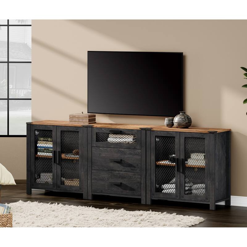 WAMPAT TV Stand set with Drawers for ups to 85 inch TV,Storage Cabinets with Adjustable Shelf - 1 Pack