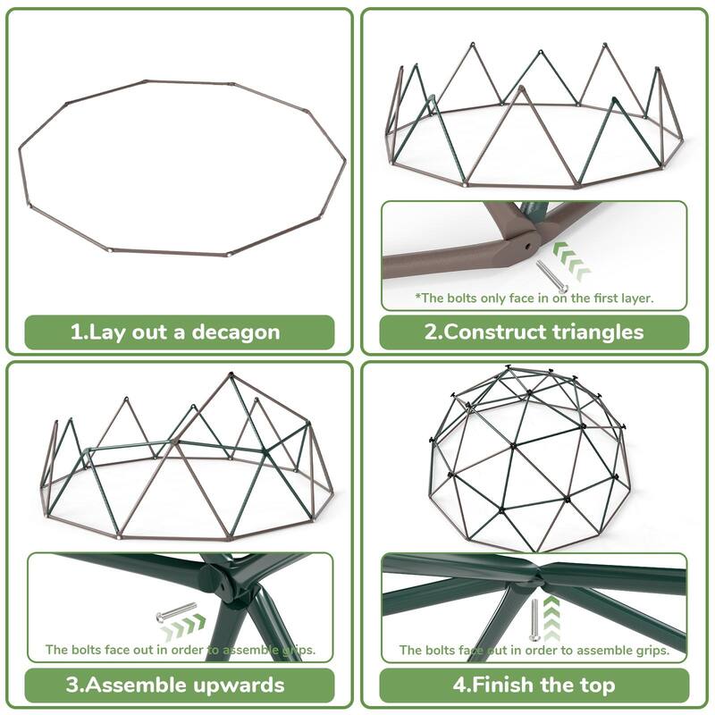 10 ft Climbing Dome Swing Set with Saucer Swing, Jungle Gym for Kids Outdoor Playset for Ages 3-12 - 10ftx10ft
