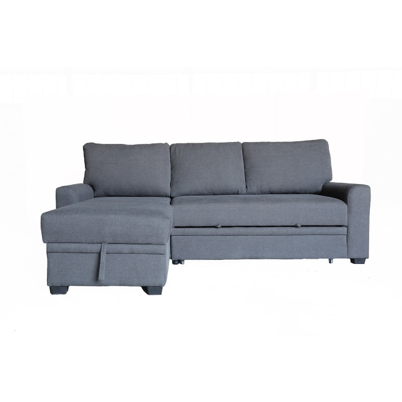 Nami Sleeper Sectional with Storage Chaise, Gray Flannel, 91 Inch