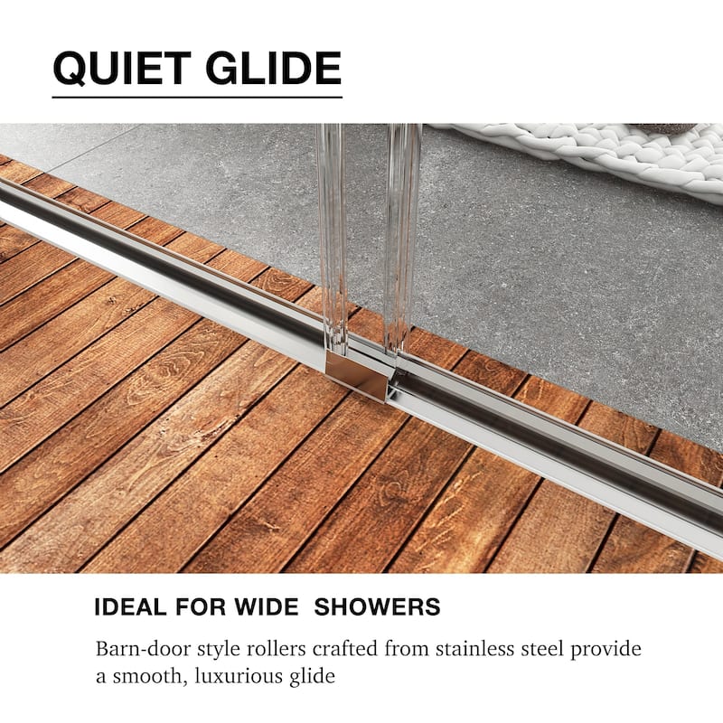 48/54/60 Inch Double Sliding Framed Shower Door with Clear Tempered Glass