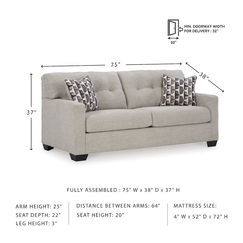 Signature Design by Ashley Mahoney Beige Full Sofa Sleeper - 75"W x 38"D x 37"H