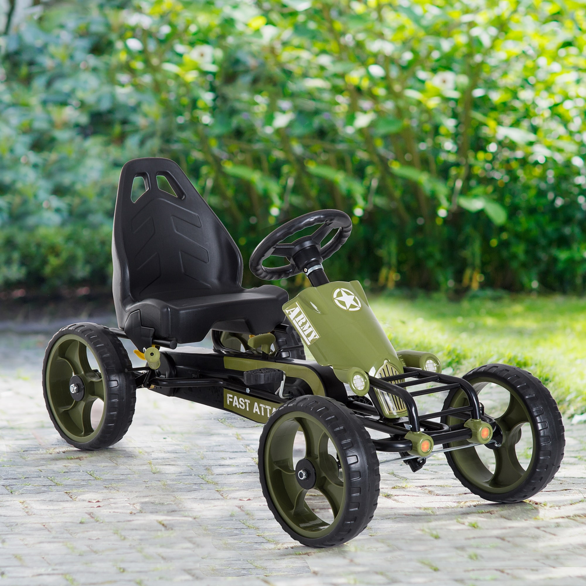 Aosom Go Kart for Kids, Pedal, Go Kart with Adjustable Seat, EVA Wheels, Forward, Backward, Ride on Car