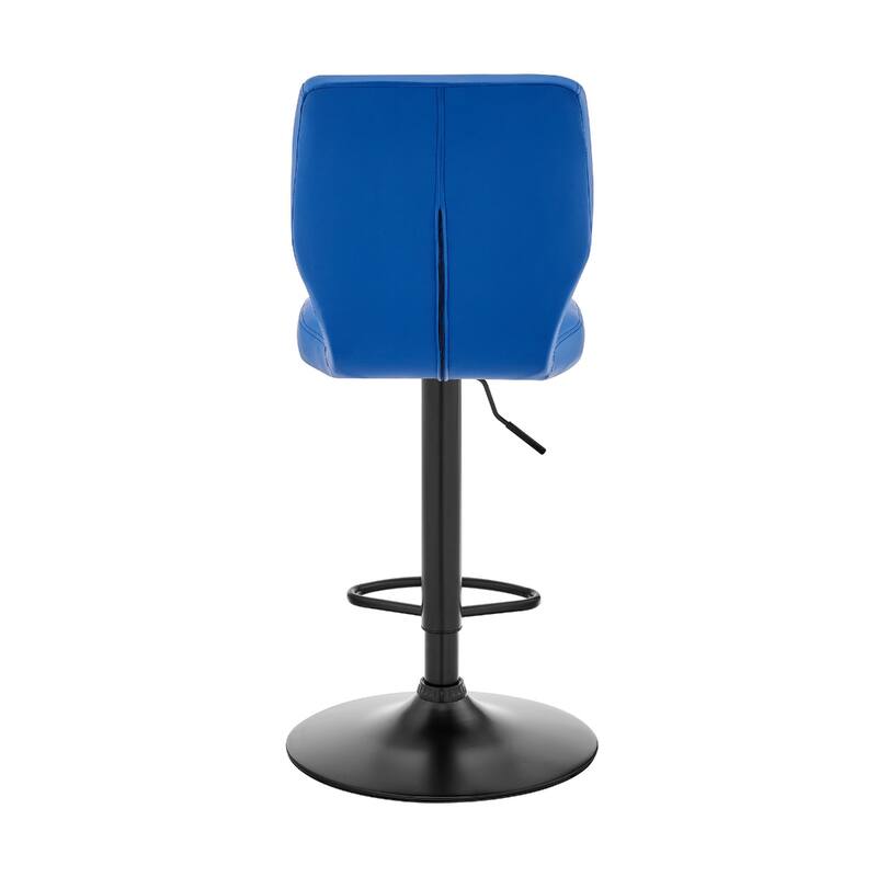 25" Adjustable Swivel Bar Stool with Faux Leather Seat and Matte Black Iron Frame for Kitchen - 46”H x 17”W x 21”D