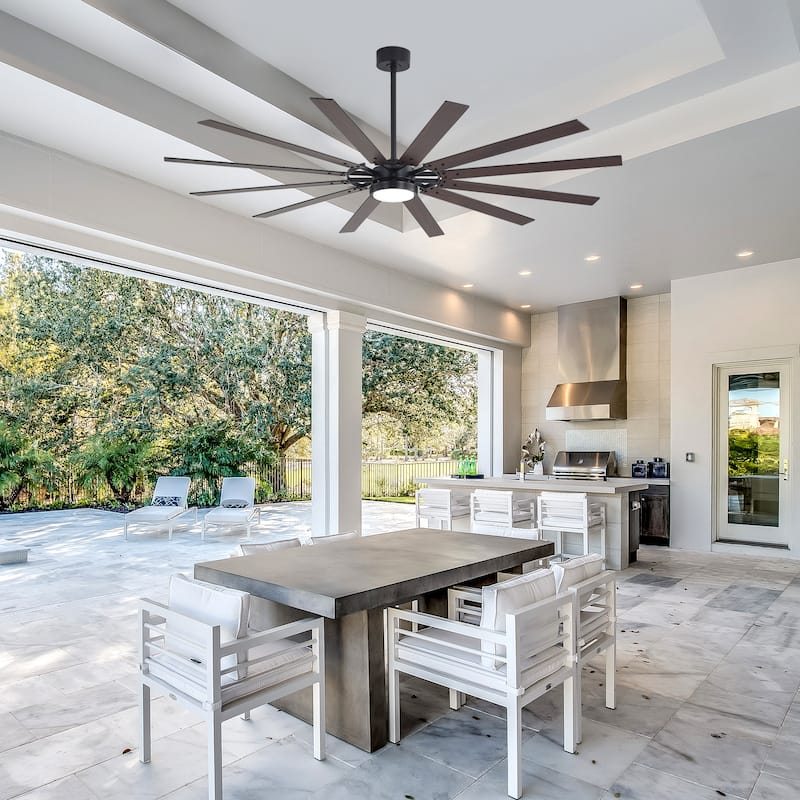 80/72/52/42-IN LED Ceiling Fan with Light Kit and Remote(5/10/12-Blade)