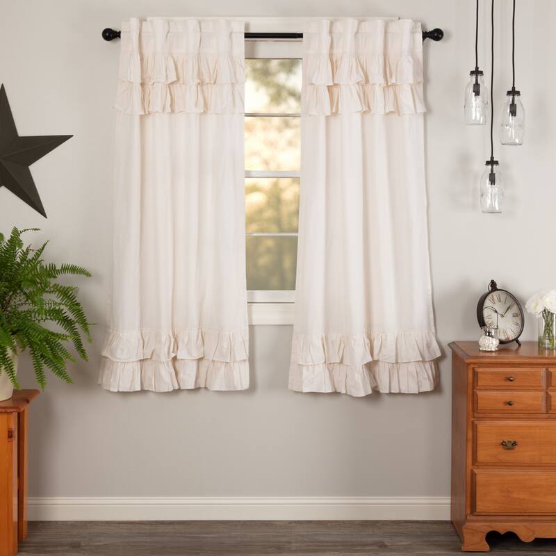 Simple Life Flax Ruffled Short Panel Set - Short Panel 63x36 - Short Panel 63x36