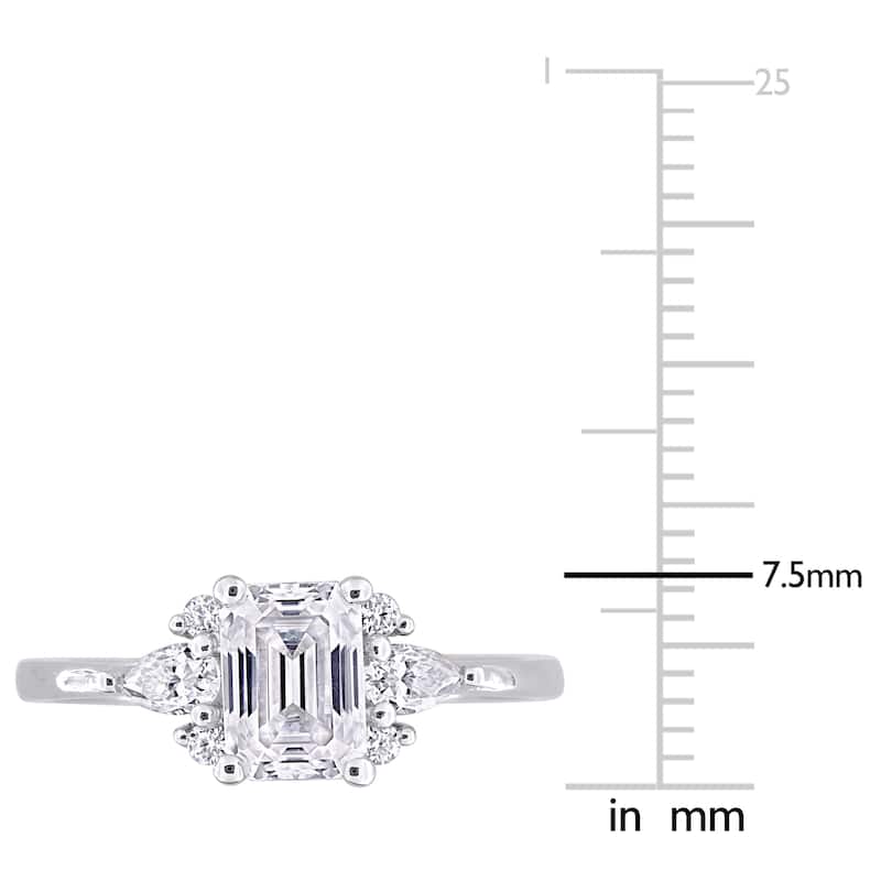 Miadora 1 2/5ct DEW Octagon-Cut Created Moissanite Engagement Ring in Sterling Silver