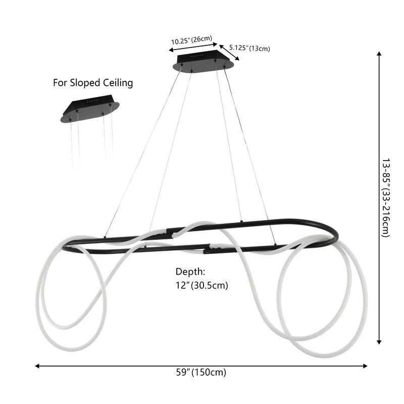Silicone Rope/Metal Dimmable Integrated LED Chandelier, By JONATHAN Y