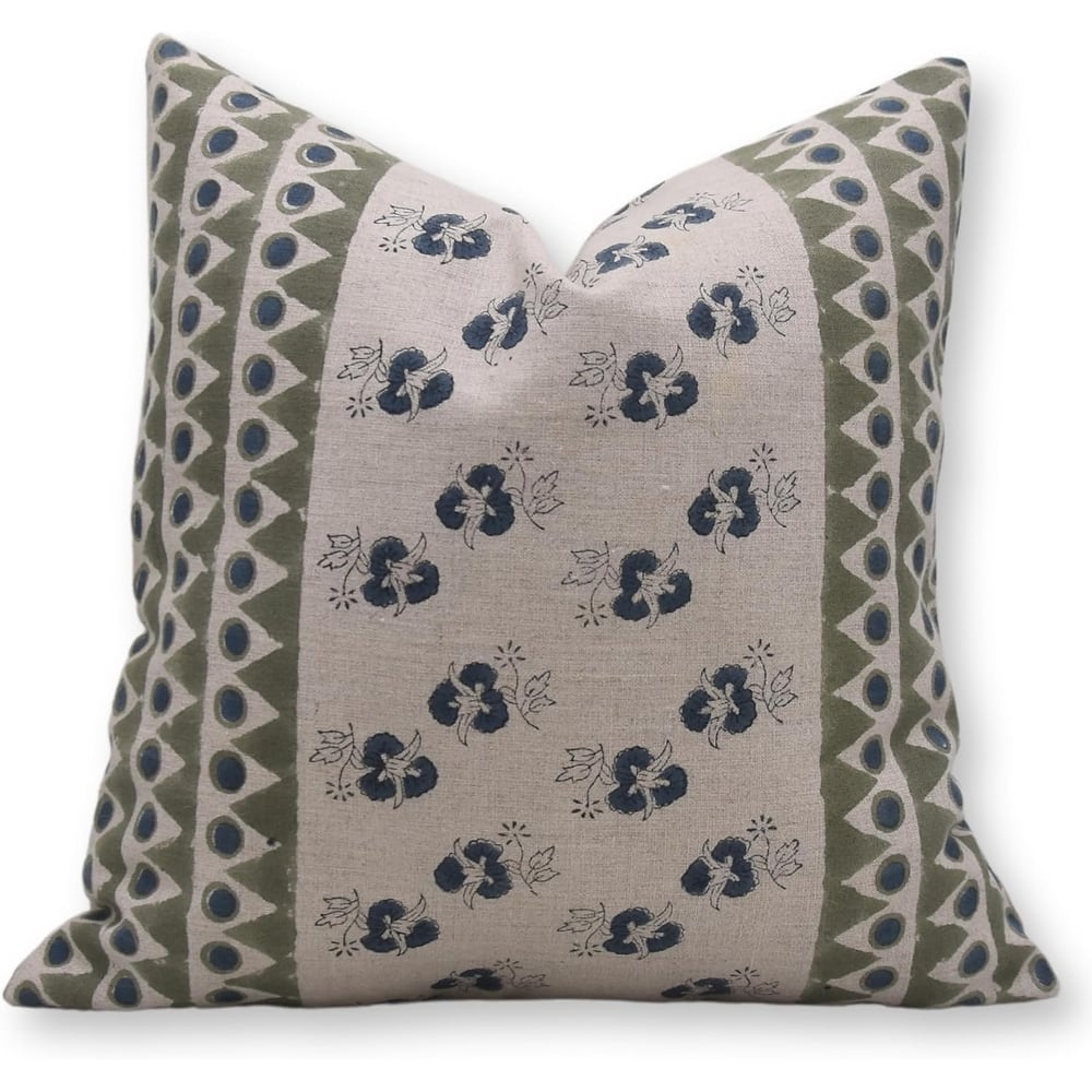 Fabdivine Linen Boho Block print pillow Cover