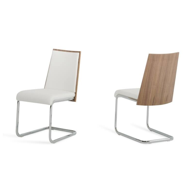 HomeRoots Set of Two White Natural And Silver Natural Faux Leather Dining Side Chairs - 22