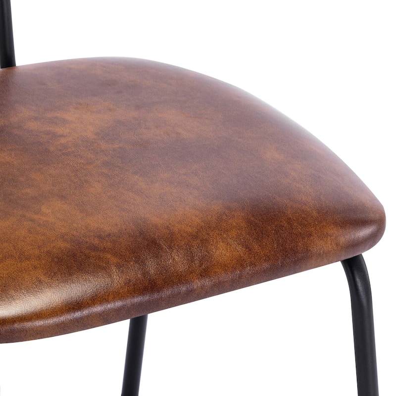 Faux Leather Rattan Back Dining Chairs Counter Stools with Metal Legs