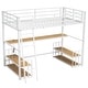 preview thumbnail 8 of 12, Twin Size Metal Loft Bed with Desk, Storage Shelves and Charging Station, Space-Saving Design for Kids and Teens, White