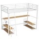 preview thumbnail 8 of 14, White Twin Size Metal Loft Bed with Desk, Storage Shelves and Charging Station