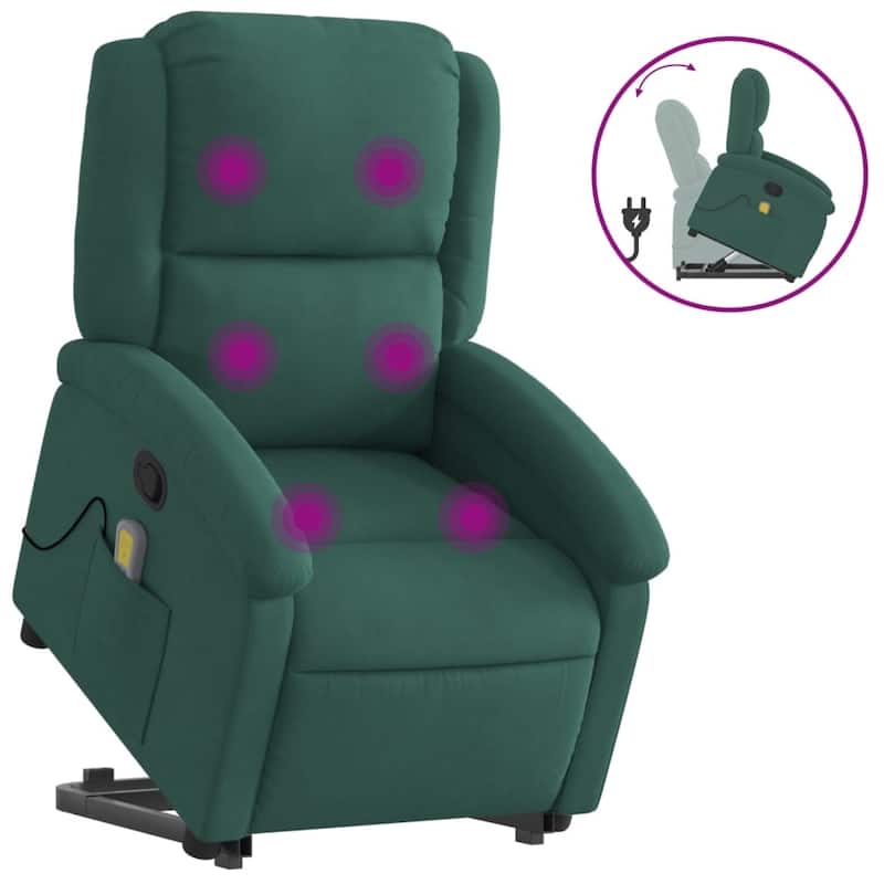 vidaXL Stand up Massage Recliner Chair Power Lift Wingback Armchair Velvet